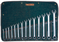Wright Tool Fractional Combination Wrench Set -- 14 Pieces; 12PT Chrome Plated; Includes Sizes: 3/8; 7/16; 1/2; 9/16; 5/8; 11/16; 3/4; 13/16; 7/8; 15/16; 1; 1-1/16; 1-1/8; 1-1/4"; Grip Feature - Caliber Tooling