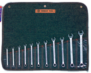 Wright Tool Metric Combination Wrench Set -- 11 Pieces; 12PT Chrome Plated; Includes Sizes: 7; 8; 9; 10; 11; 12; 13; 14; 15; 17; 19mm - Caliber Tooling