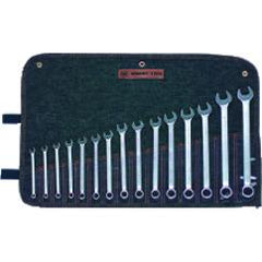 Wright Tool Metric Combination Wrench Set -- 15 Pieces; 12PT Chrome Plated; Includes Sizes: 7; 8; 9; 10; 11; 12; 13; 14; 15; 16; 17; 18; 19; 21; 22mm - Caliber Tooling