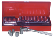 21 Piece - #A34 - 3/8 to 7/8" - 3/8'' Drive - 12 Point - Socket Set - Caliber Tooling