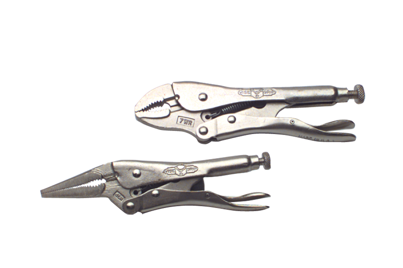 Locking Plier Set -- 2pc. Chrome Plated- Includes: 6" Long Nose; 7" Curved Jaw - Caliber Tooling