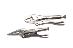 Locking Plier Set -- 2pc. Chrome Plated- Includes: 6" Long Nose; 7" Curved Jaw - Caliber Tooling