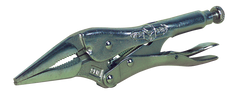 Long Nose Locking Pliers with Wire Cutter -- #9LN Plain Grip 3'' Capacity 9'' Long - Caliber Tooling