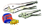 2pc. Chrome Plated Locking Pliers Set with Free Soft Toss Tiger Baseball - Caliber Tooling