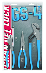 Channellock Combo Pliers Set -- #GS4; 3 Pieces; Includes: 7-1/2" Long Nose; 7" Cutting; 10" Tongue & Groove - Caliber Tooling