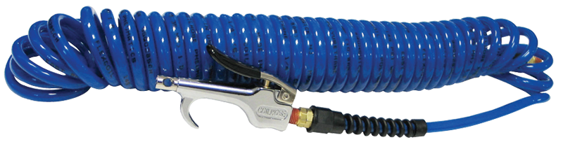 #600PU25BT - 1/4 MPT x 25 Feet - Blue Polyurethane - 2 Swivel Fitting(s) - Recoil Air Hose & Air Blow Gun Kit - Caliber Tooling