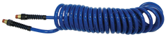 #PU1415BT - 1/4 MPT x 15 Feet - Transparent Blue Polyurethane - 1-Swivel Fitting(s) - Self-Storing Hose - Caliber Tooling