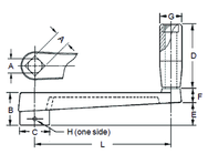 Broached Crank Handle - 3/4'' Hole Diameter; 3-1/4'' Handle Length; 6.3'' Width - Caliber Tooling