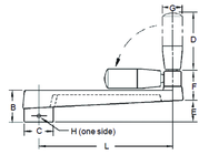 Bored Foldable Crank Handle - 1/2'' Hole Diameter; 2'' Handle Length; 3.94'' Width - Caliber Tooling