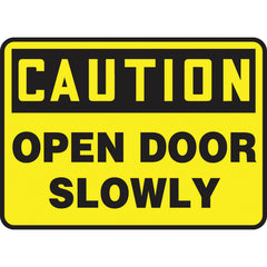 Sign, Caution Open Door Slowly, 7″ × 10″, Aluminum - Caliber Tooling