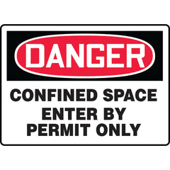 Sign, Danger Confined Space Enter By Permit Only, 7″ × 10″, Vinyl - Caliber Tooling