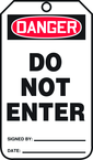 Safety Tag, Danger Do Not Enter , 25/Pk, Plastic - Caliber Tooling