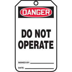 Safety Tag, Danger Do Not Operate , 25/Pk, Cardstock - Caliber Tooling