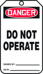 Safety Tag, Danger Do Not Operate , 25/Pk, Plastic - Caliber Tooling