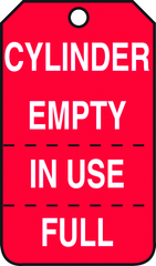 Cylinder Tag, Cylinder Empty, In Use, Full (Perforated), 25/Pk, Plastic - Caliber Tooling