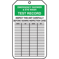 Inspection Record Tag, Emergency Shower & Eye Wash Test Record, 25/PK, Cardstock - Caliber Tooling