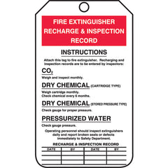 Fire Extinguisher Tag, Recharge & Inspection Record, 25/Pk, Cardstock - Caliber Tooling