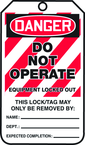 Lockout Tag, Danger Do Not Operate Equipment Locked Out, 25/Pk, Laminate - Caliber Tooling