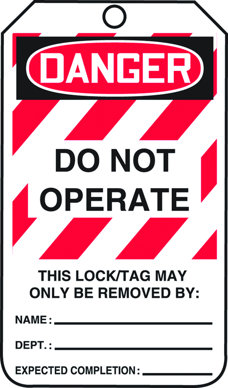 Lockout Tag, Danger Do Not Operate, 25/Pk, Laminate - Caliber Tooling