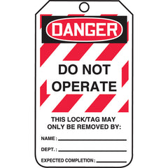 Lockout Tag, Danger Do Not Operate, 25/Pk, Cardstock - Caliber Tooling