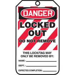 Lockout Tag, Danger Locked Out, 25/Pk, Cardstock - Caliber Tooling
