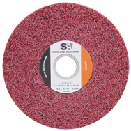 6 x 1/2 x 1'' - Medium Grit - Aluminum Oxide Metal Finishing Non-Woven Wheel - Caliber Tooling