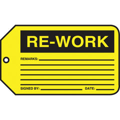 Production Control Tag, Re-Work, 25/Pk, Cardstock - Caliber Tooling