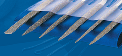 2-3/4'' Diamond Length - 5-1/2'' OAL (Various) - Medium Grit - 6 pc. Set Diamond Needle File - Caliber Tooling