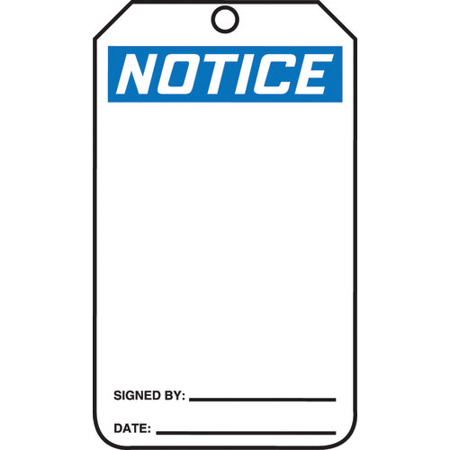 Safety Tag, Notice (Blank), 25/Pk, Cardstock - Caliber Tooling