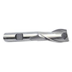 22mm Dia. x 3-3/4 Overall Length 2-Flute Square End High Speed Steel SE End Mill-Round Shank-Center Cut-Uncoated - Caliber Tooling