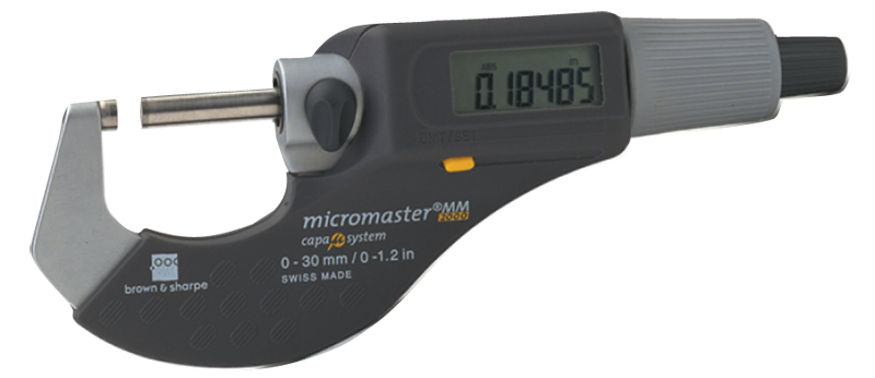 2 - 3" / 50 - 75mm Measuring Range - .0002 Accur. - Friction Thimble - Carbide Face - Micromaster Electronic Outside Micrometer - Caliber Tooling