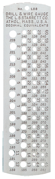 #186 - Number 1 to 60 - Drill Gage - Caliber Tooling