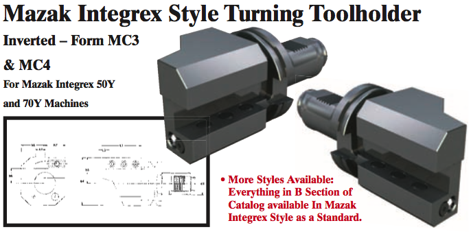 Mazak Integrex Style Turning Toolholder (Inverted Ð Form MC3 Right Hand) - Part #: CNC86 M33.5025R (Top) - Caliber Tooling