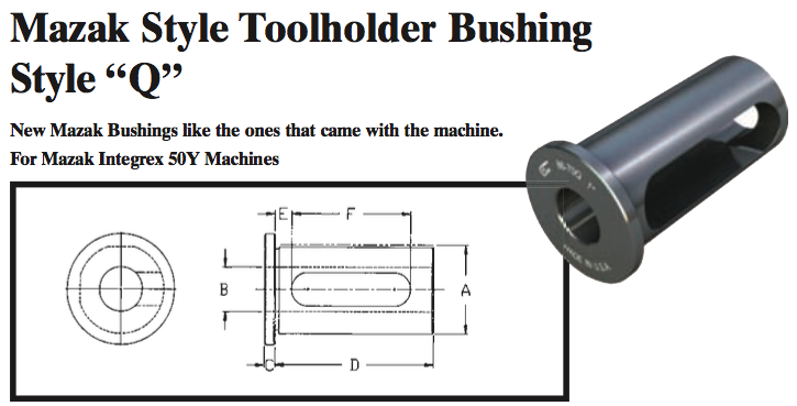 Mazak Style "Q" Toolholder Bushing  - (OD: 2" x ID: 12mm) - Part #: CNC 86-70Q 12mm - Caliber Tooling