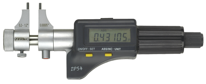 .2 - 1.2'' Measuring Range - .00005/.001mm Resolution - Friction Thimble - Hardened & Ground Face -  Electronic Inside Micrometer - Caliber Tooling