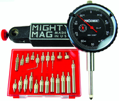 Kit Contains: 1" Procheck Indicator; Mighty Mag Base; And 22 Piece Contact Point Kit - Economy Indicator/Magnetic Base Set - Caliber Tooling