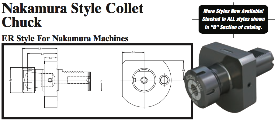 Nakamura Style Collet Chuck (ER Style For Nakamura Machines) - Part #: NK53.3032 - Caliber Tooling