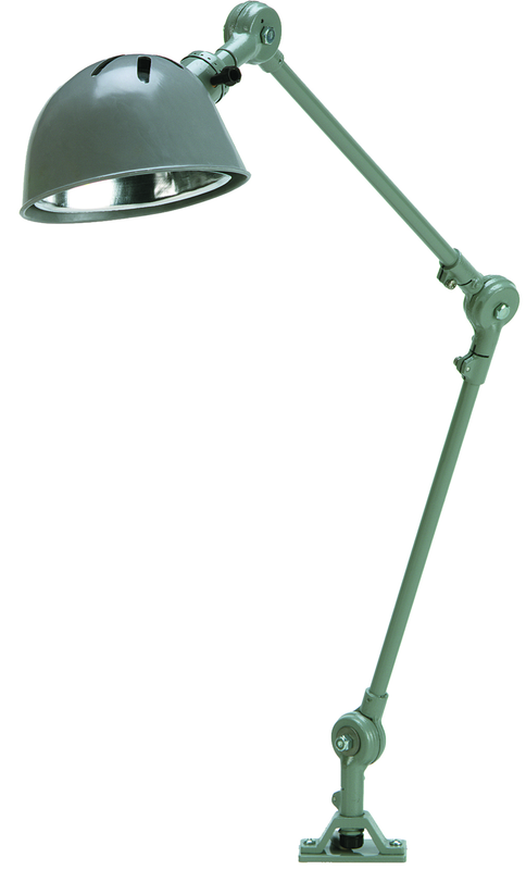 14" Uniflex Machine Lamp; 120V, 60 Watt Incandescent Light, Screw Down Base, Oil Resistant Shade, Gray Finish - Caliber Tooling