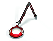 Green-Lite® 6" Blazing Red Round LED Magnifier; 43" Reach; Table Edge Clamp - Caliber Tooling