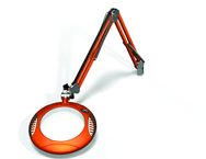 Green-Lite® 7-1/2" Brilliant Orange Round LED Magnifier; 43" Reach; Table Edge Clamp - Caliber Tooling