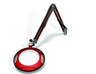 Green-Lite® 7-1/2" Blazing Red Round LED Magnifier; 43" Reach; Table Edge Clamp - Caliber Tooling