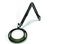 Green-Lite® 7-1/2" Racing Green Round LED Magnifier; 43" Reach; Table Edge Clamp - Caliber Tooling