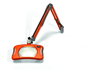 Green-Lite® 7" x 5-1/4"Brilliant Orange Rectangular LED Magnifier; 43" Reach; Table Edge Clamp - Caliber Tooling