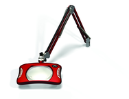 Green-Lite® 7" x 5-1/4"Blazing Red Rectangular LED Magnifier; 43" Reach; Table Edge Clamp - Caliber Tooling