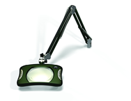 Green-Lite® 7" x 5-1/4"Racing Green Rectangular LED Magnifier; 43" Reach; Table Edge Clamp - Caliber Tooling