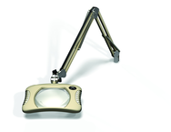 Green-Lite® 7" x 5-1/4"Shadow White Rectangular LED Magnifier; 43" Reach; Table Edge Clamp - Caliber Tooling