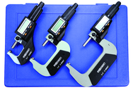 IP40 Electronic Micrometer Set - 0-3"/76.2mm Range - .00005"/.001mm Resolution - Output S4 Connector - Caliber Tooling