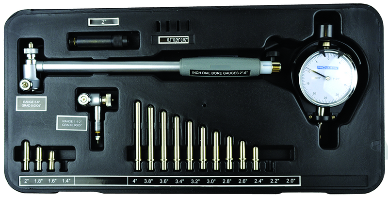 35-150mm Dial Bore Gage Set - .01mm Graduation - Extended Range - Caliber Tooling