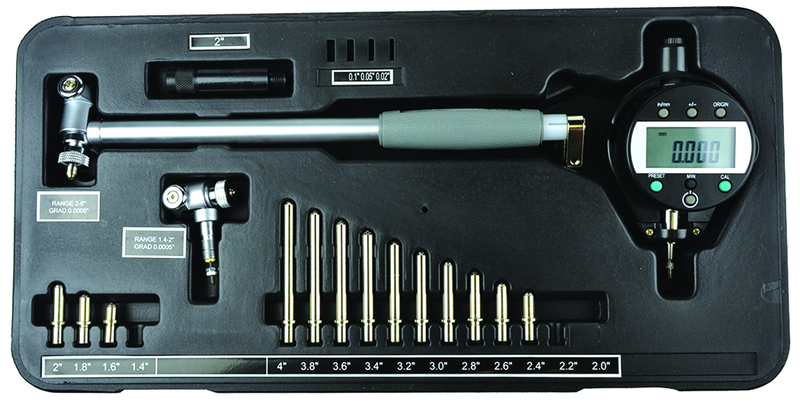 1.4-6" Absolute Electronic Bore Gage- .00005"/.001mm Resolution - Output L5 Connector - Extended Range - Caliber Tooling