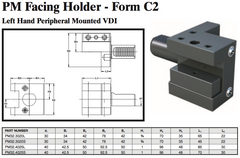 PM Facing Holder - Form C2 (Left Hand Peripheral Mounted VDI) - Part #: PM32.3020L - Caliber Tooling